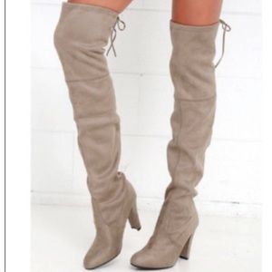 Steve Madden Taupe Suede Over the Knee Boots